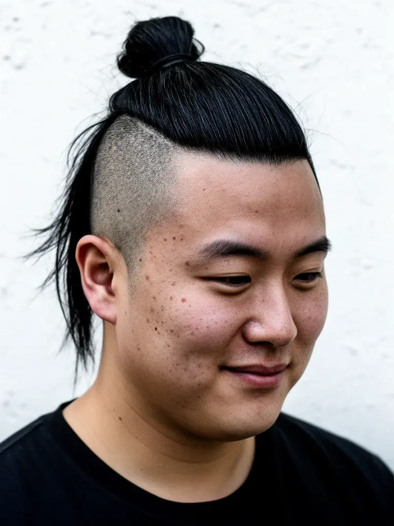 Warrior cut on square face with strong jaw emphasis