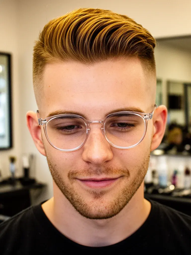 Mid fade on curly hair with defined curls above the fade line