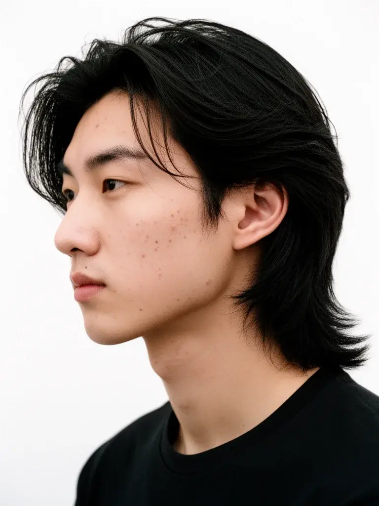 Bro flow three-quarter view with tousled wind-blown texture
