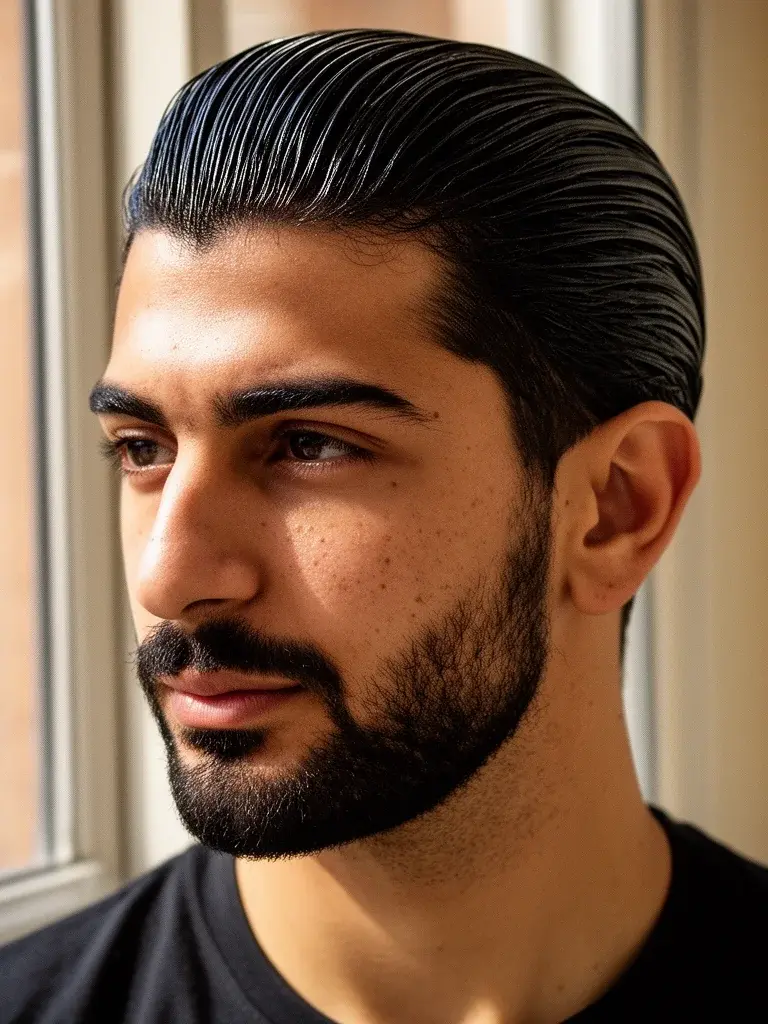 Slicked back with dry matte finish for a modern understated look