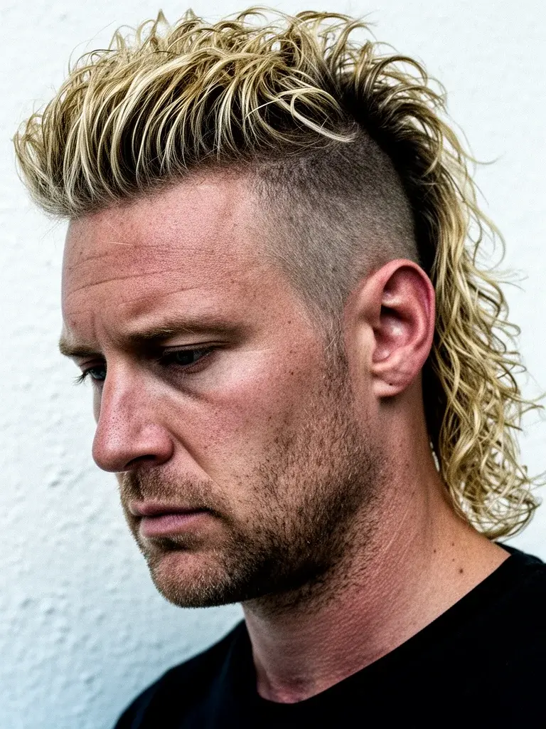 Modern mullet three-quarter view showing the transition from short sides to long back