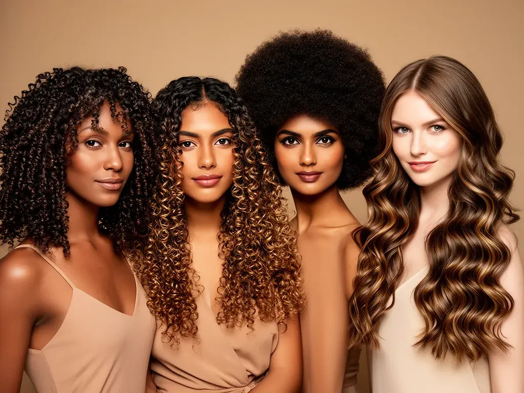 Women with curly hairstyles — spiral curls, ringlets, afro, deep waves, and beach waves