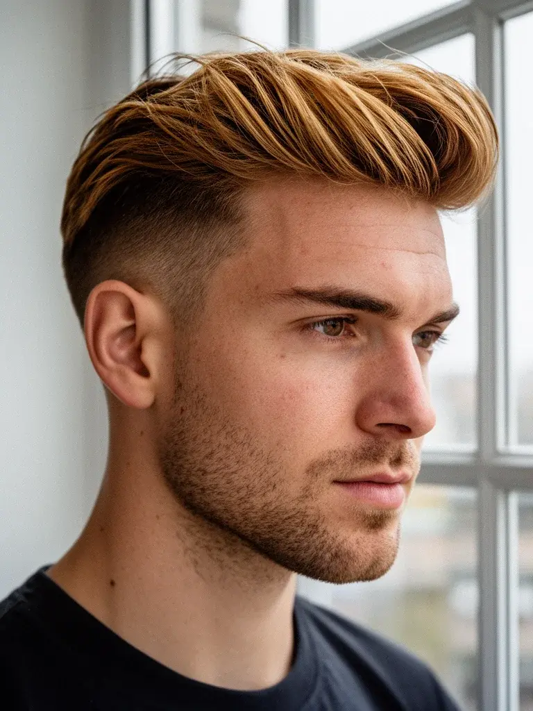 Soft quiff at week four showing relaxed grow-out