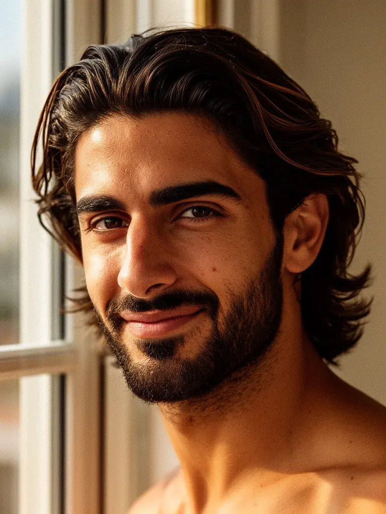 Bro flow styled with light sea salt spray for a textured matte finish