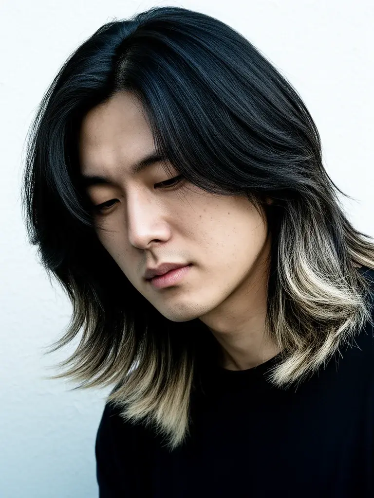 Long layers on wavy hair with natural wave pattern