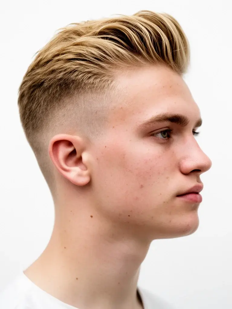 Soft quiff back view with natural neckline taper