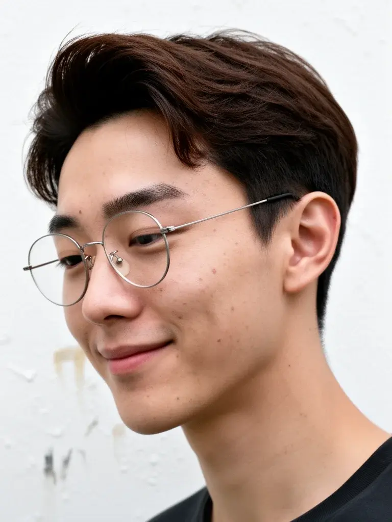 Soft quiff on wavy hair with natural movement and body