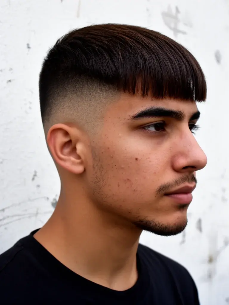 French crop back view with clean neckline and tight taper