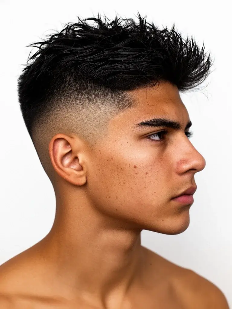 Mid fade back view with symmetrical blend and clean neckline