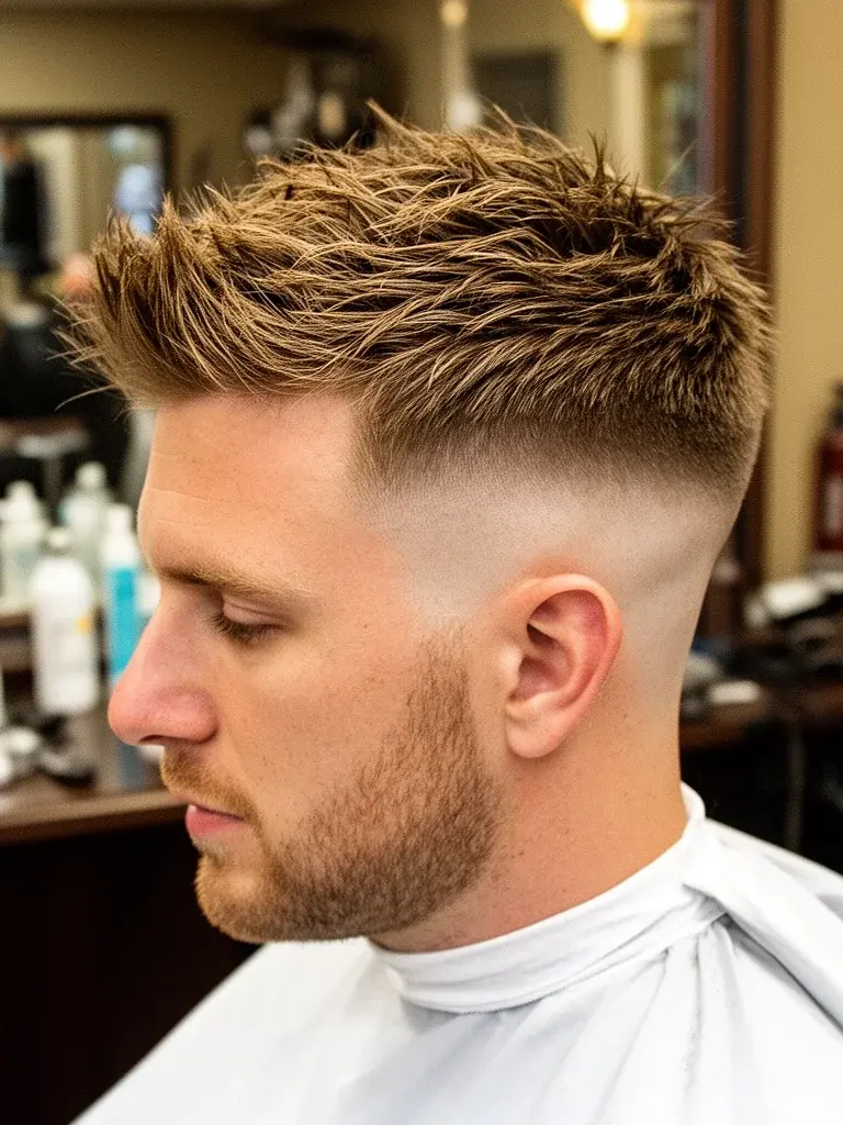 Textured crop on round face adding height through choppy layers