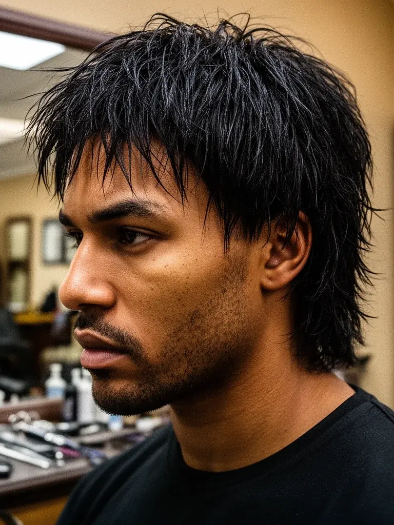 Mid-length shag side profile with layered silhouette
