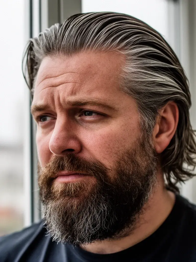 Slicked back flow with natural movement and light product