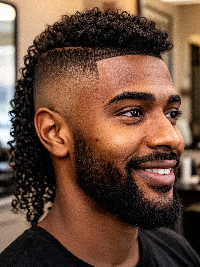 Modern mullet side profile revealing the dramatic length contrast