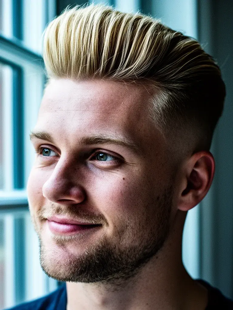High volume pompadour at week three showing volume settling