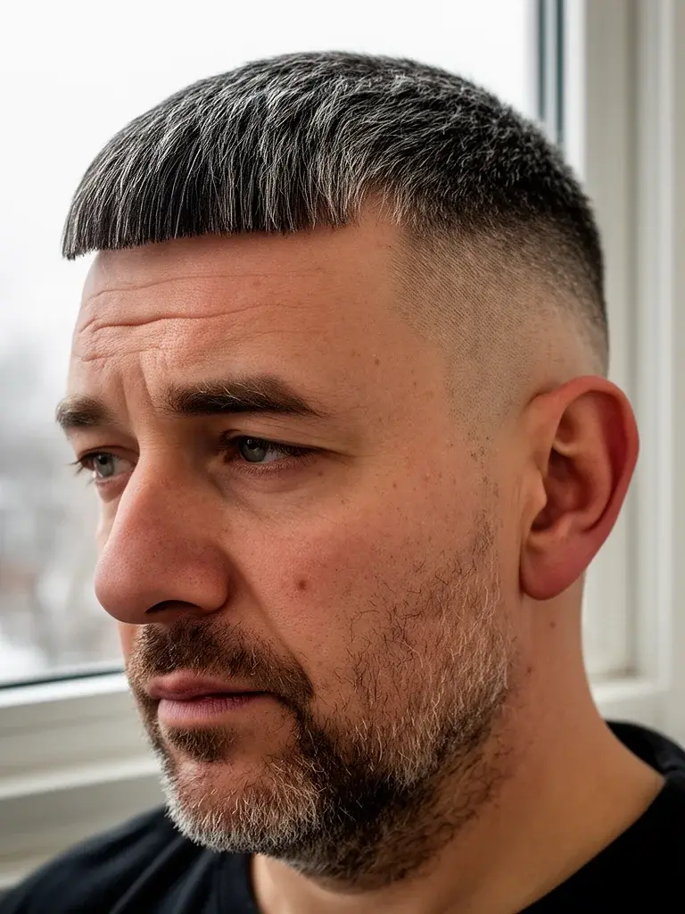 Micro fringe crop with skin fade for maximum contrast