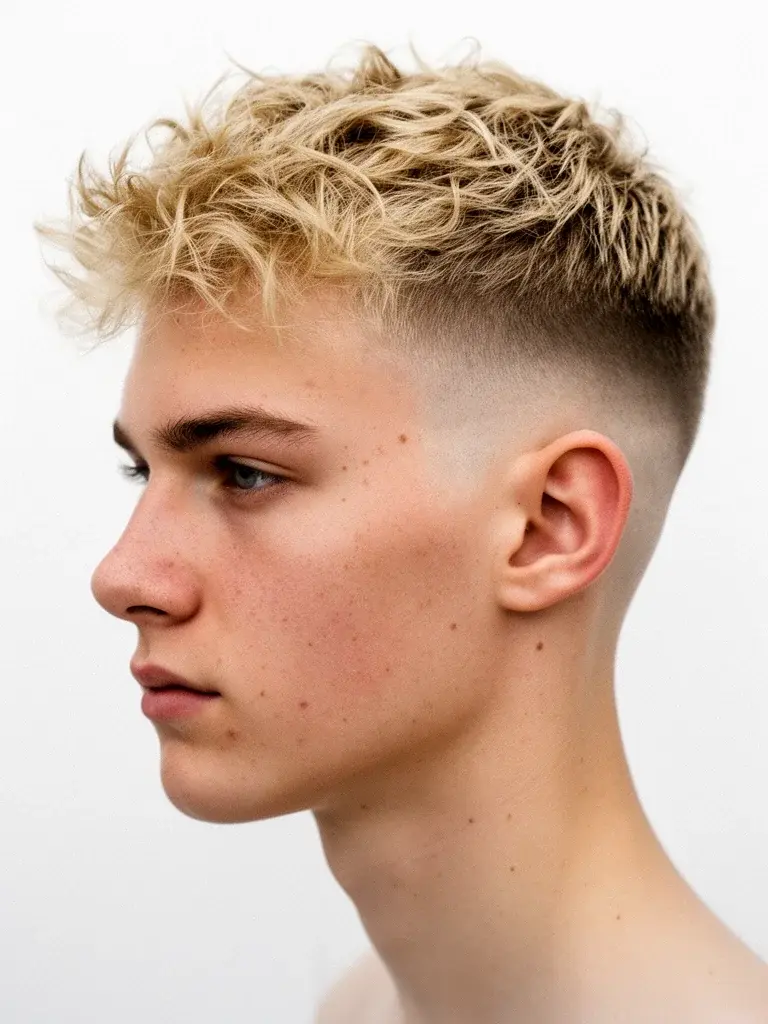Low fade back view with clean neckline taper