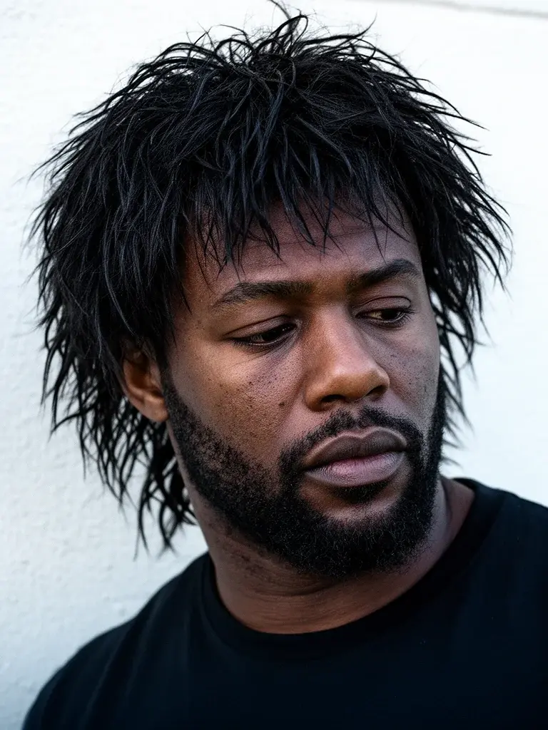 Wolf cut on wavy hair with natural texture and movement