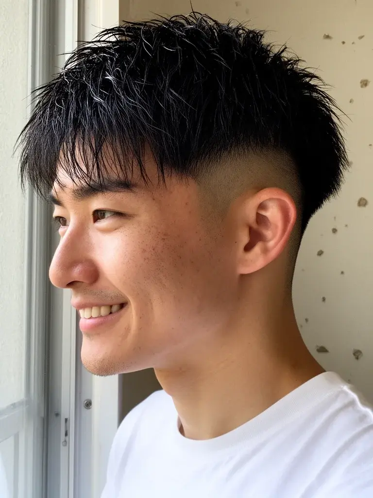 Textured crop side profile with low fade and disconnected top