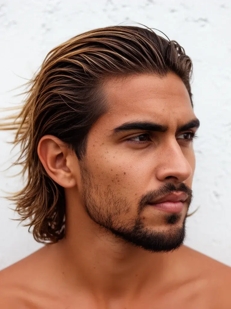 Bro flow side profile revealing length past the jaw and loose texture