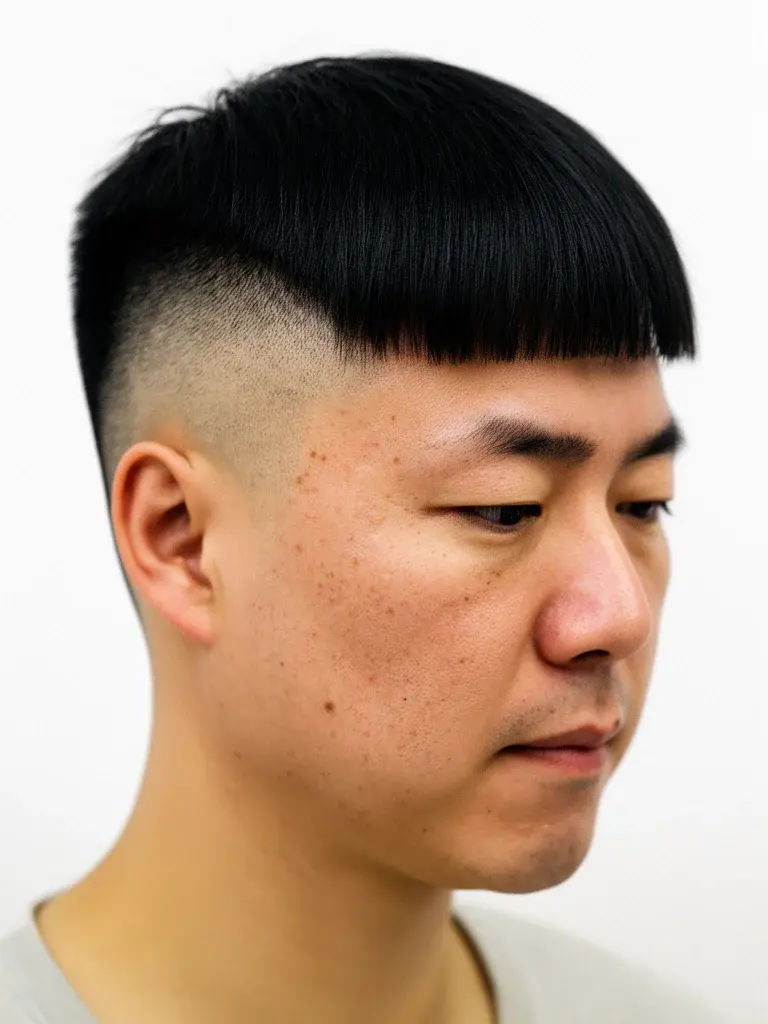 French crop on round face with mid fade for elongation