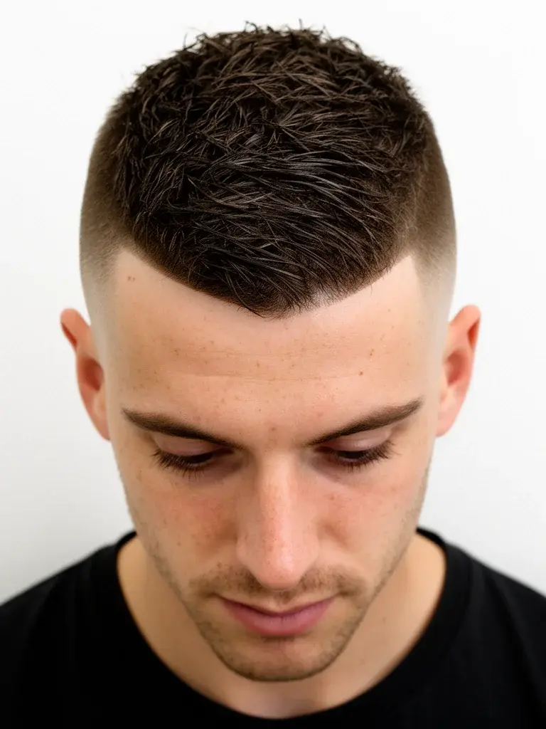 Skin fade on thick straight hair with pomade finish