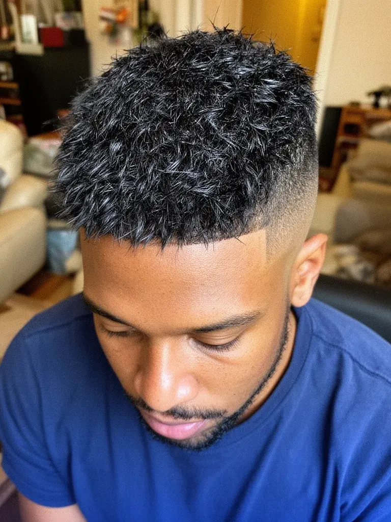 Textured crop on wavy hair with natural movement and volume
