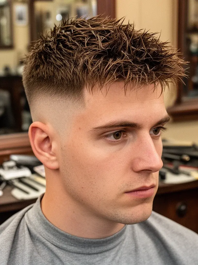 Textured crop three-quarter angle showing fringe direction