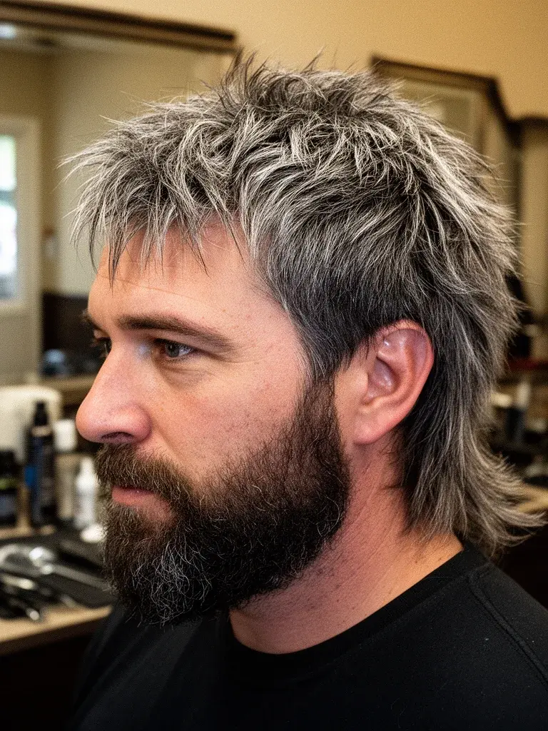 Wolf cut back view showing layered length and textured ends