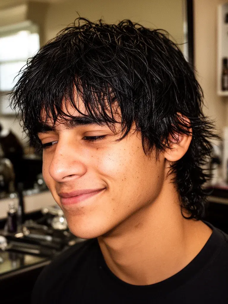 Mid-length shag on straight hair with added texture