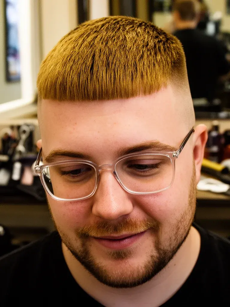 Micro fringe crop on thick hair with natural texture visible