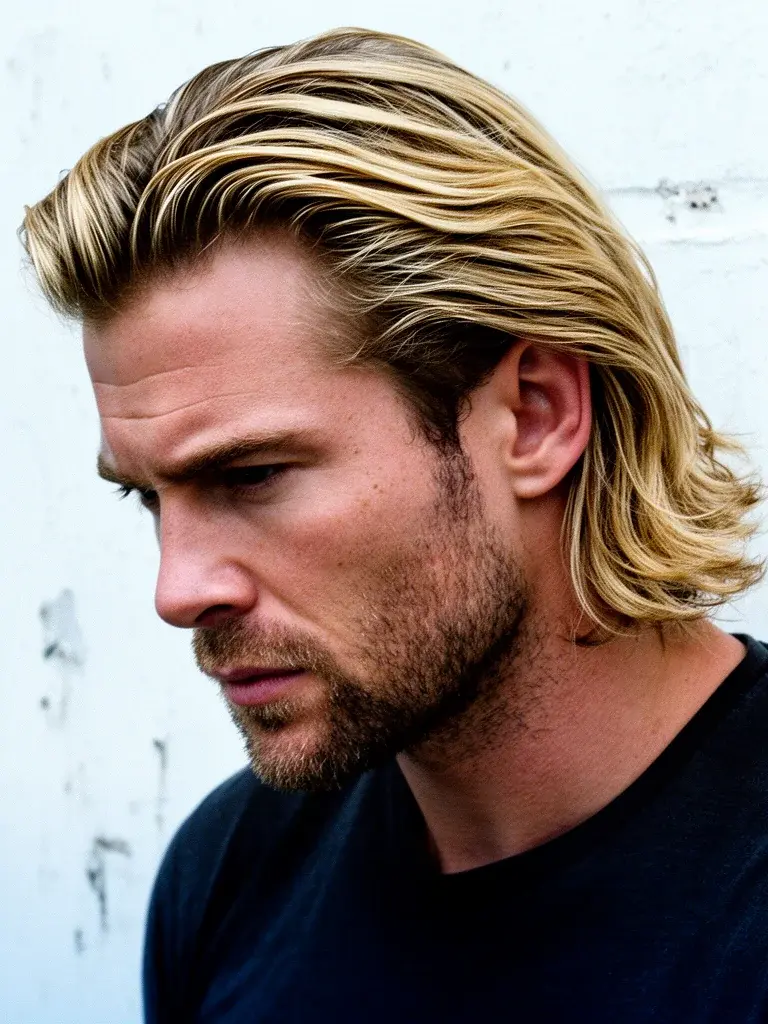Bro flow back view showing length at the neckline and natural fall