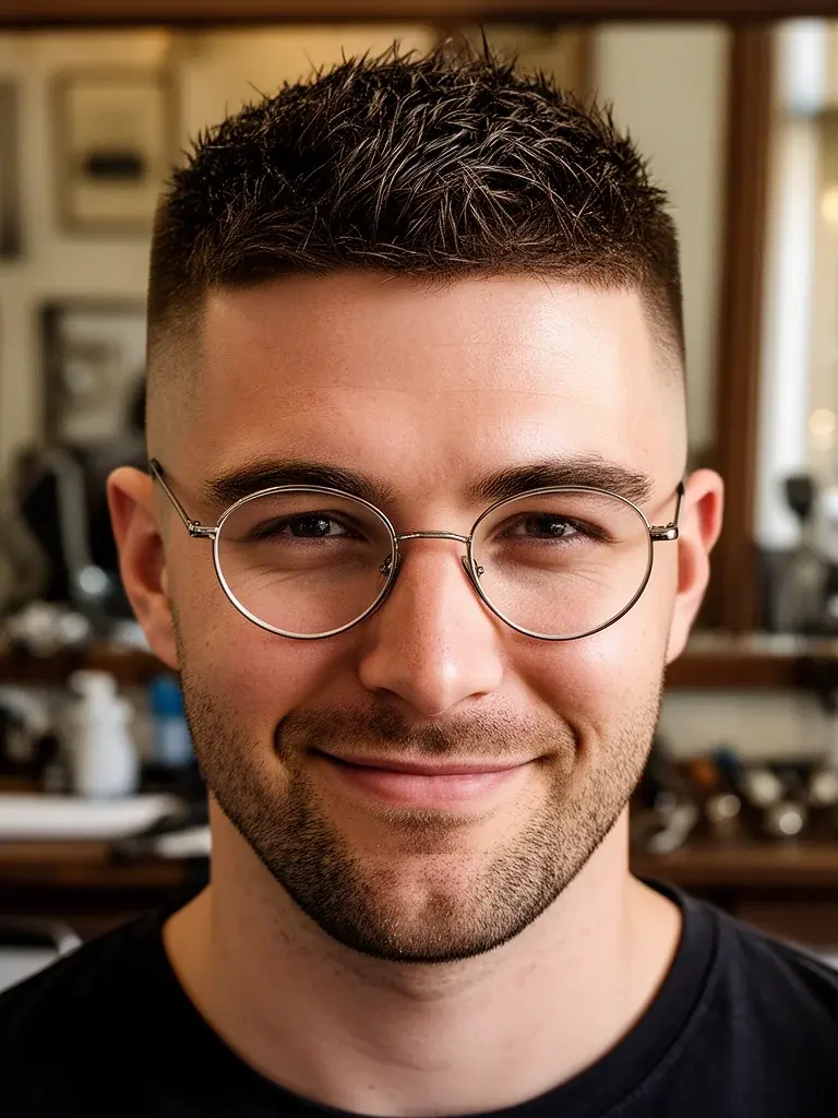 Low fade three-quarter angle showing ear-level blend